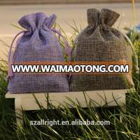 Color Custom logo print small jute jewelry pouch jute bag wholesale